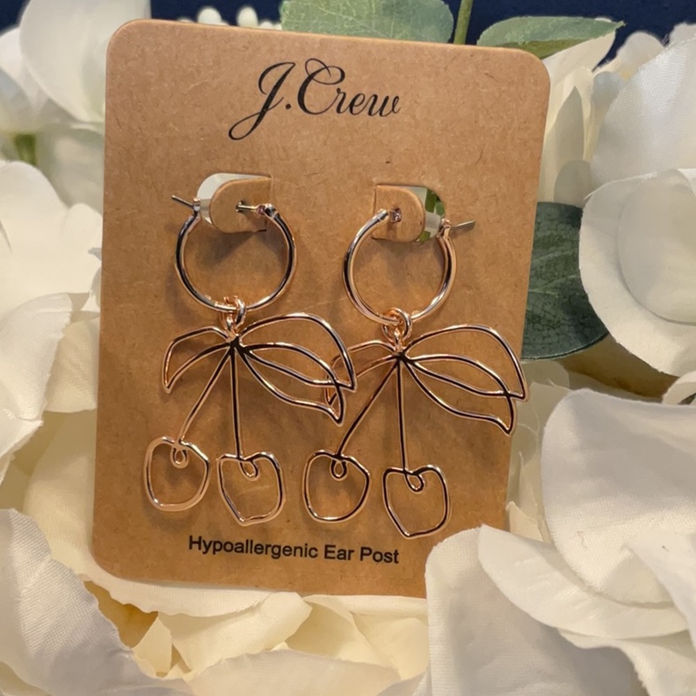 J. Crew Gold Cherry Earrings